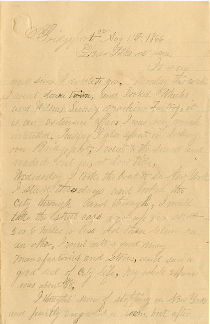 Warren Letter : August 11, 1866