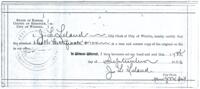 Daniel Doxtader Pension Records : Wichita City Clerk Certification of Death (September 14, 1903)
