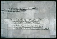 Bergen-Belsen Concentration Camp : Commemorative Wall inscription in German