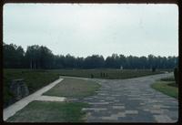 Bergen-Belsen Concentration Camp : View from Camp Monument showing mass graves