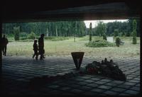 Chelmno Concentration Camp : View under memorial along axis to camp crematorium