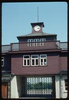 Buchenwald Concentration Camp : Close-up of main camp gate and clock tower