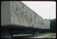 Chelmno Concentration Camp : Monument close-up showing elevated central mass