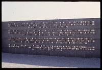 Dachau Concentration Camp : Commemorative wall inscription at memorial sculpture