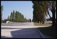 Dachau Concentration Camp : Central axis road from sculpture to commemorative chapels