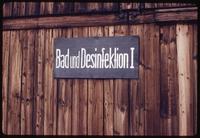 Majdanek Concentration Camp : Close-up of disinfection sign
