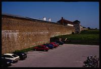 Mauthausen Concentration Camp : Mauthausen fortress walls from the visitors' parking lot