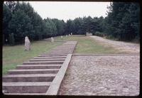 Treblinka Concentration Camp : View from memorial train platform back to site entry