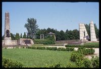 Mauthausen Concentration Camp : Memorial Garden with Austrian Memorial to the right