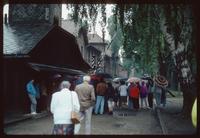 Auschwitz Concentration Camp : Tourist group at Auschwitz 1 entry gate