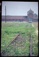 Birkenau Concentration Camp : View along rail tracks from disembarcation platform to entry gate             (1979)