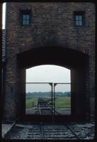 Birkenau Concentration Camp : Close-up of camp rail tracks through entry gate
