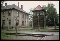 Auschwitz Concentration Camp : View from Camp 1 visitor and ticket building to on-site             guardhouse