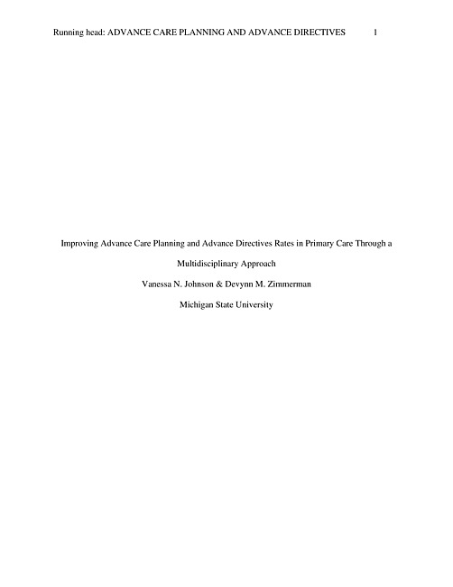 Improving advance care planning and advance directive rates in primary care through a multidisciplinary approach