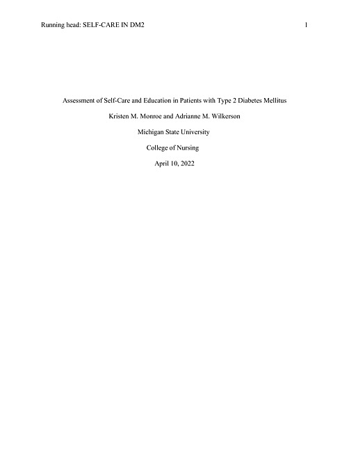 Assessment of self-care and education in patients with type 2 diabetes mellitus