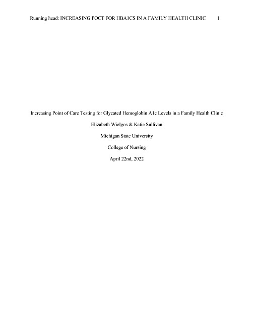 Increasing point of care testing for glycated hemoglobin A1c levels in a family health clinic