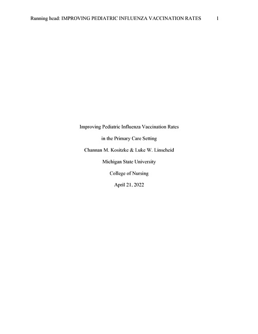 Improving pediatric influenza vaccination rates in the primary care setting