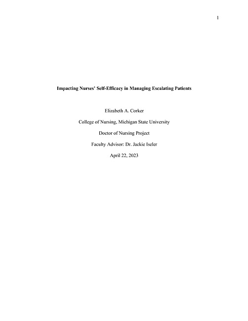 Impacting nurses' self-efficacy in managing escalating patients