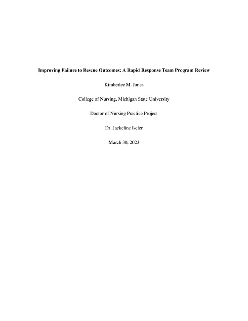 Improving failure to rescue outcomes : a rapid response team program review