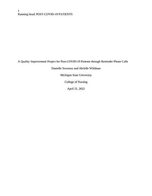 A quality improvement project for post-COVID-19 patients through reminder phone calls