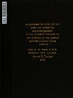 An experimental study of the effect of differential non-reinforcement of the incorrect response on the learning of the correct response in simple T-maze learning