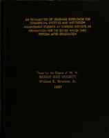 An evaluation of learning experiences for commercial dietetics and institution management students at Tuskegee Institute as preparation for the duties which they perform after graduation