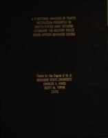 A functional analysis of traffic instruction presented to United States Army officers attending the Military Police Corps Officer Advanced Course