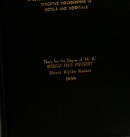 A survey of formal training needs of executive housekeepers in hotels and hospitals