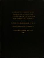 Factors to consider when developing or selecting televised music instruction for elementary schools