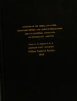 Location in the social structure, significant others and levels of educational and occupational aspiration : an exploratory analysis