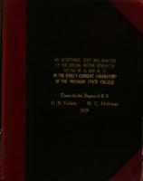 An acceptance test & analysis of the special motor generator set no. M 24 & M 25 in the direct current laboratory of the Michigan state college