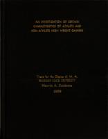 An investigation of certain characteristics of athlete and non-athlete high weight gainers