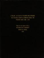 A follow-up study of students who attended the Hillsdale County alternative school for pregnant girls 1968-1973