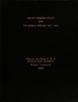 India's foreign policy and the Korean problem 1947-1954