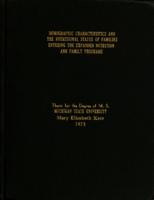 Demographic characteristics and the nutritional status of families entering the Expanded Nutrition and Family Programs