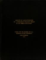 Aspects of acculturation of a Rumanian peasant group in an urban situation