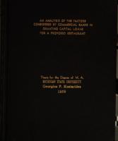 An analysis of the factors considered by commercial banks in granting capital loans for a proposed restaurant