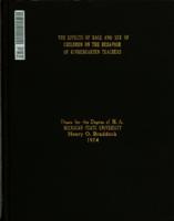 The effects of race and sex of children on the behavior of kindergarten teachers