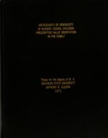 Antecedents of generosity in nursery school children : prescriptive value orientation in the family