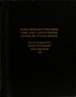 Political participation in Towar Gardens, a fringe locality : a study of structural, situational, and attitudinal correlates