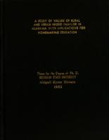 A study of values of rural and urban Negro families in Alabama with implications for homemaking education