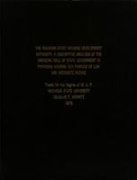 The Michigan State housing development authority : a descriptive analysis of the emerging role of state government in providing housing for families of low and moderate income