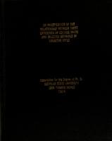 An investigation of the relationship between three categories of college major and selected measures of cognitive style