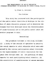 The relationship of adult education program development in Michigan to state fiscal policy