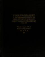 An analysis of the academic achievement of adult undergraduate students in the liberal arts program at Macomb County Community College during the academic year, 1968-1969