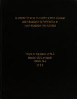 An exploration of the relationship of home managers' self-actualization to participation by family members in home activities