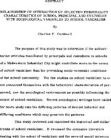Relationship of interaction of selected personality characteristics of school principal and custodian with sociological variables to school vandalism
