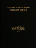 The development of liberal arts competances : a study of student perceptions of academic experience at Hope College