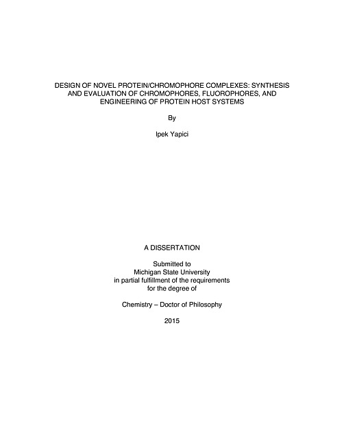 Design of novel protein/chromophore complexes : synthesis Design of novel protein/chromophore complexes : synthesis