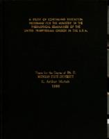 A study of continuing education programs for the ministry in the theological seminaries of the United Presbyterian Church in the U.S.A